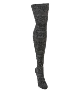 MUK LUKS® Patterned Microfiber Tights - Blue Steel/Ash