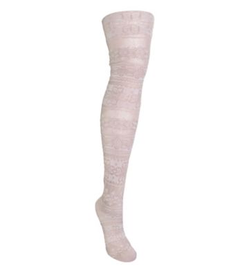 MUK LUKS® Patterned Microfiber Tights - Fairy Dust Vanilla