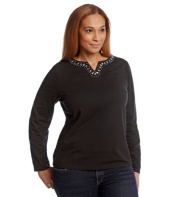 Breckenridge® Plus Size Solid Embellished Tee