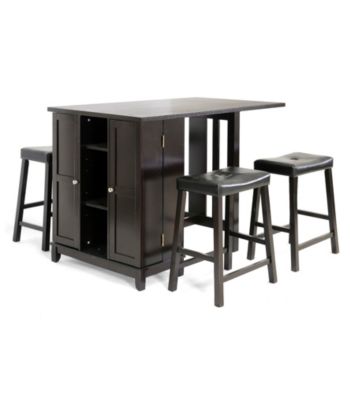 Baxton Studios Aurora 5-pc. Dark Brown Counter Height Dining Set with Cabinet Base
