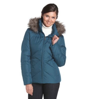 Calvin Klein Hooded Down-Blend Coat With Faux Fur Trim