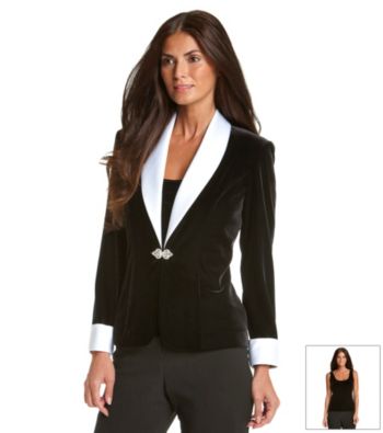 Alex Evenings® Satin Collar and Cuff Twinset