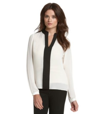 Kasper® Colorblocked V-neck Blouse
