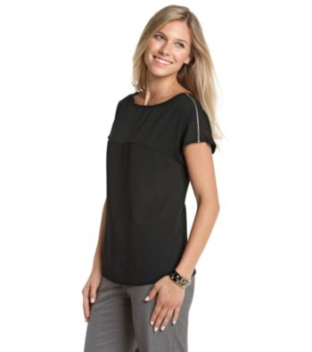 Nine West® Crepe Zip-Sleeve Blouse