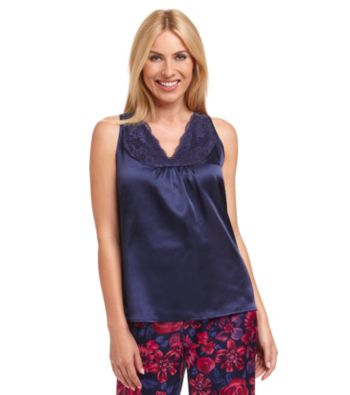 Chanteuse® Sleeveless Satin Top - Midnight Navy