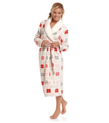 Dearfoams Long Shawl Collar Robe - Fairisle Cheer