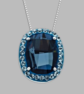 Blue Crystal Pendant in Sterling Silver
