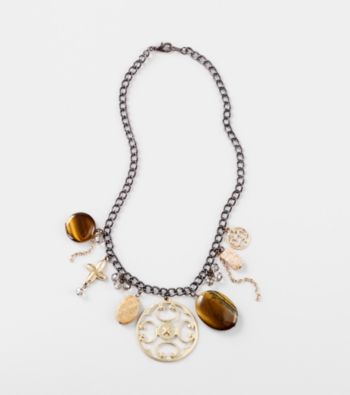 Laura Ashley® Hematite/Goldtone Semi Precious Tiger's Eye Choker Necklace