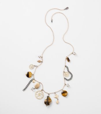 Laura Ashley® Hematite/Goldtone Semi Precious Tiger Eye Strand Necklace