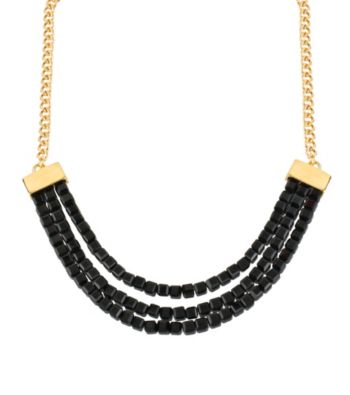 Kenneth Cole® Jet Black Square Bead Three Row Frontal Necklace
