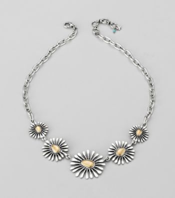 Lucky Brand® Two Tone Floral Chain Collar Necklace