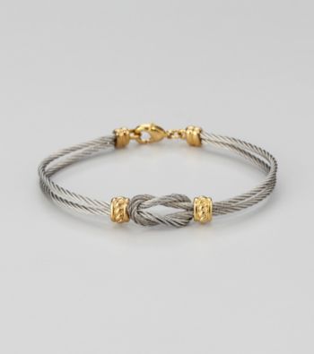 Cellini Stainless Steel Silver/Gold Knot Frontal Bracelet