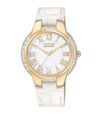 Citizen® Women's Goldtone and White Eco Drive 