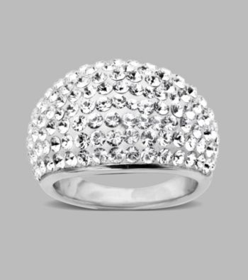 White Crystal Dome Ring in Sterling Silver