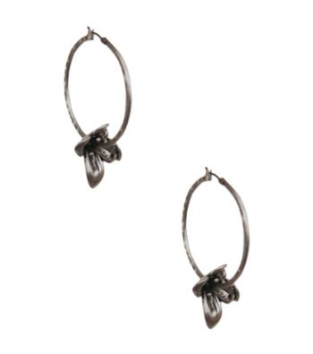 Lucky Brand® Silvertone Vintage Floral Hoop Earrings