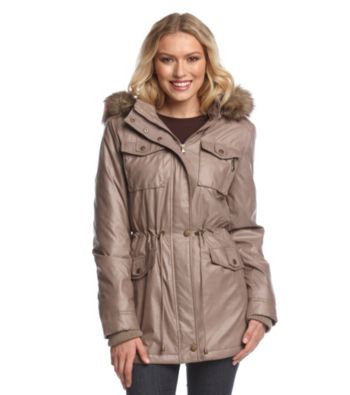 Buffalo by David Bitton Waxy Anorak with Faux Fur Hood