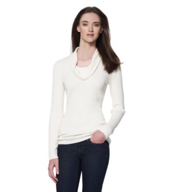 Chic and classic, this ribbed cowlneck sweater from Jones New York Sport is perfect for those crisp days.