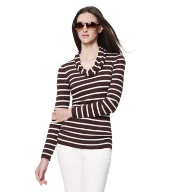 Jones New York Sport® Striped Ribbed Cowlneck Sweater