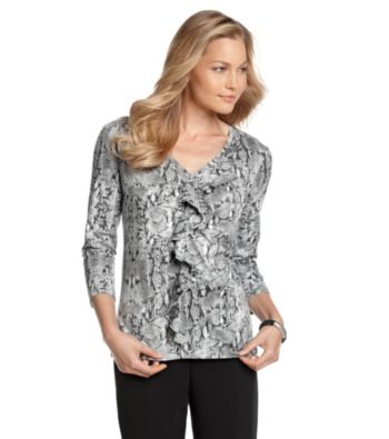 Jones New York Sport® Snake Print Ruffled Tee