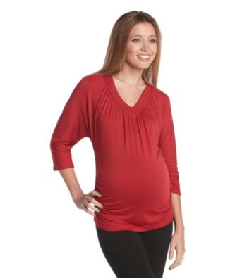 Three Seasons Maternity® Solid V-Neck with Side Ruching
