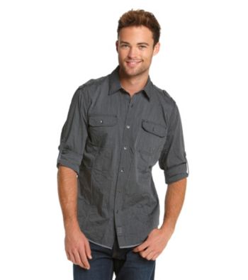 Calvin Klein Jeans® Men's Black 2-Pocket Military Long Sleeve Button Down Shirt