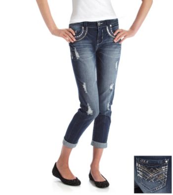 Wallflower Vintage® Juniors' Destructed Boyfriend Jean