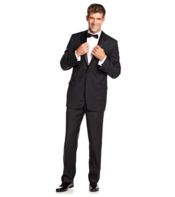 Calvin Klein Men's Black 2 Button Tuxedo Suit Separates