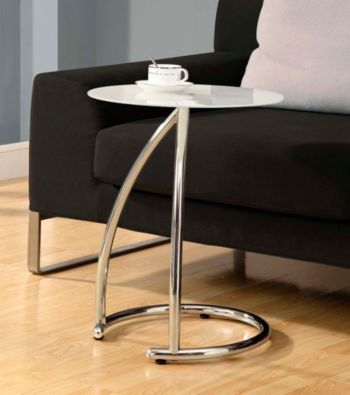Monarch Chrome Metal Accent Table with Tempered Glass