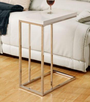 Monarch Glossy White Chrome Metal Snack Table