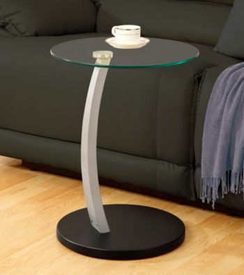 Monarch Black Bentwood Accent Table With Tempered Glass