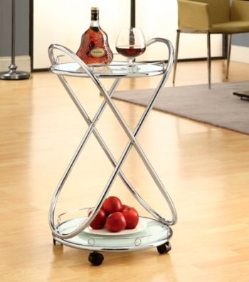 Monarch Metal Bar Cart with Frosted Tempered Glass