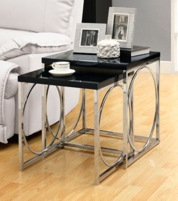 Monarch 2-pc. Glossy Black Metal Circles Nesting Table Set