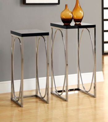 Monarch 2-pc. Glossy Black Metal Elegant Plant Stand Set