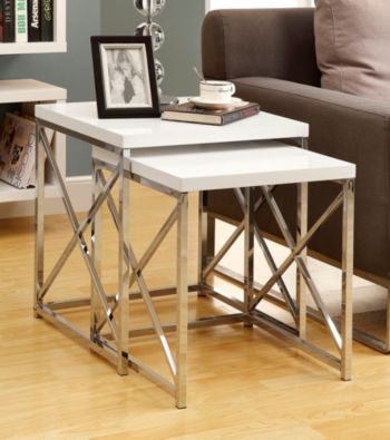 Monarch 2-pc. Criss-Cross Chrome Metal Nesting Table Set