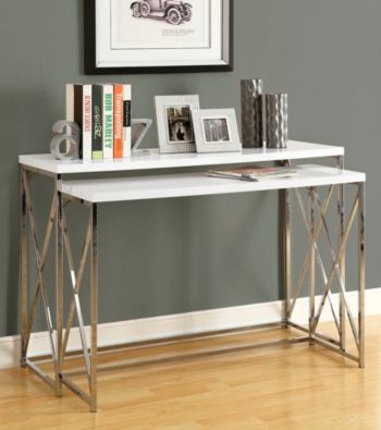 Monarch 2-pc. Criss-Cross Chrome Metal Nesting Console Set