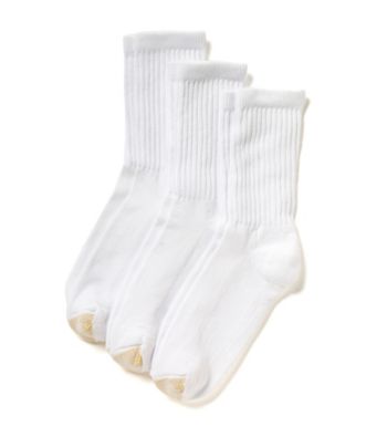 GOLD TOE® White HydroTec Crew Socks 3-Pack - Extended Sizes