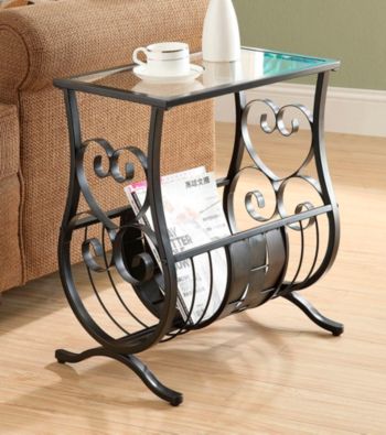 Monarch Satin Black Metal Magazine Table