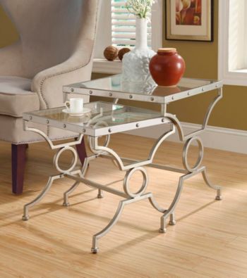 Monarch Royal Satin Silver 2-pc. Nesting Table Set
