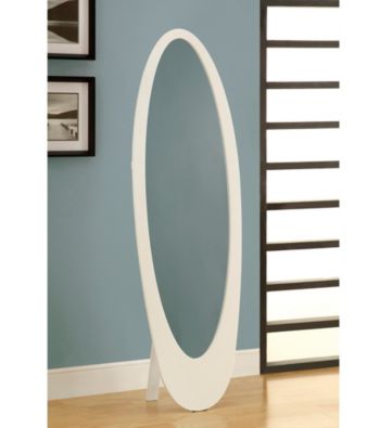 Monarch White Contemporary Oval Cheval Mirror