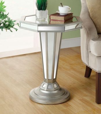 Monarch Kate Mirrored Octagon Pedestal Accent Table