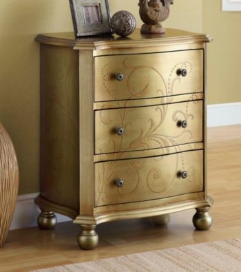 Monarch Golden Transitional 3-Drawer Bombay Chest