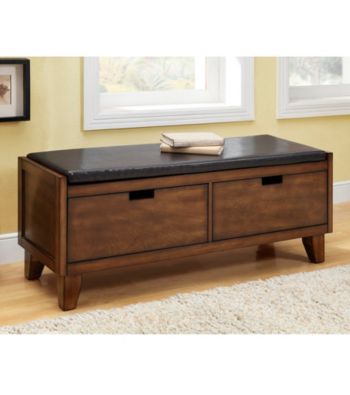 Monarch Dark Brown Bench With Two Drawers