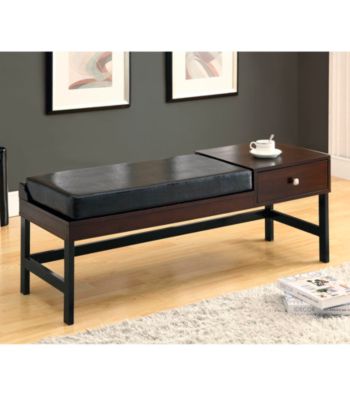 Monarch Dark Brown Leather-Look Bench