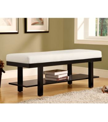 Monarch Leather-Look Bench with Shelf
