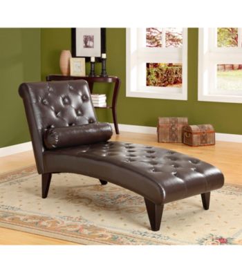Monarch Dark Brown Leather-Look Chaise Lounger