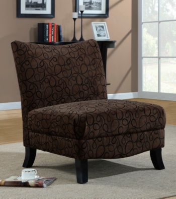 Monarch Brown Swirl Fabric Accent Chair
