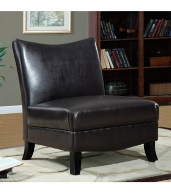 Monarch Dark Brown Leather-Look Accent Chair