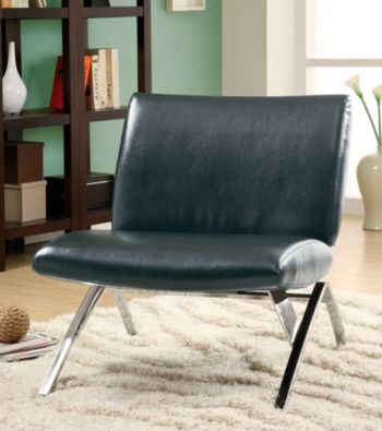 Monarch Leather-Look Metal Modern Accent Chair