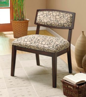 Monarch Tan Swirl Fabric / Cappuccino Accent Chair