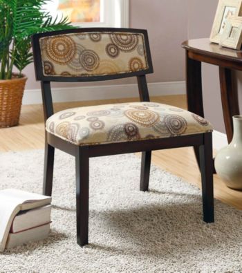 Monarch Circular Earthtone Fabric / Cappuccino Accent Chair